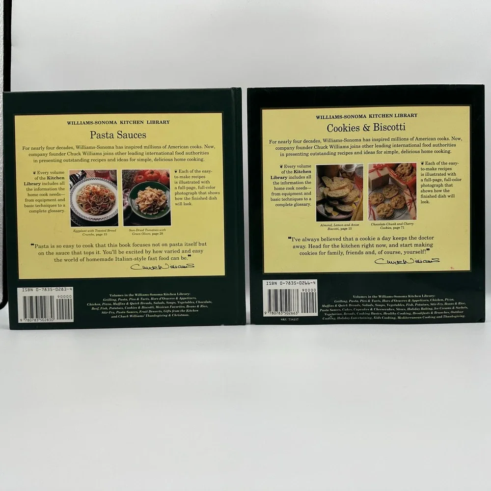 Williams-Sonoma Kitchen Library Lot 2 Pasta Sauces Cookies Biscotti Hardcover‎